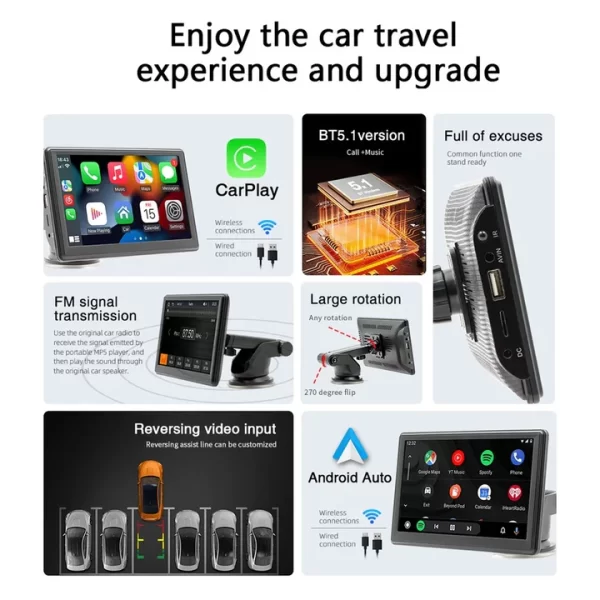 7 Inch Portable Multimedia Cigarette Input Support Carplay And Android - Image 5