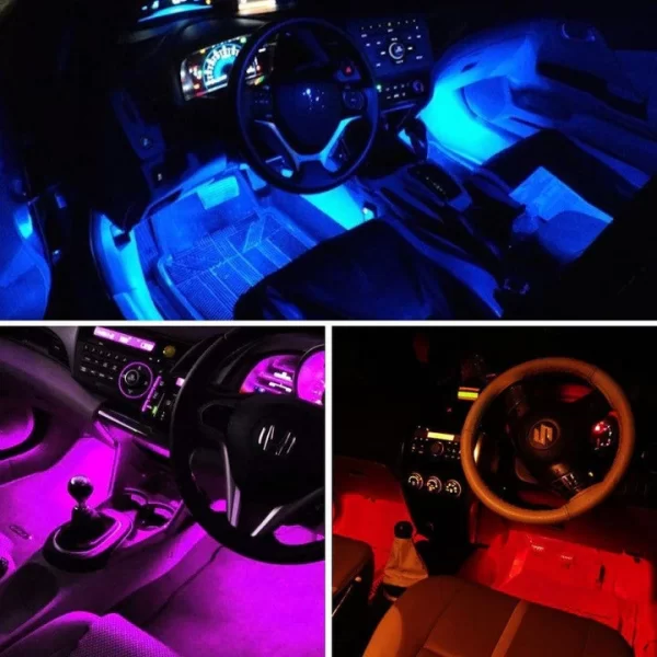 Car Rgb 4 Pcs Waterproof Led Light Strip Remote Or Bluetooth Control - Image 3