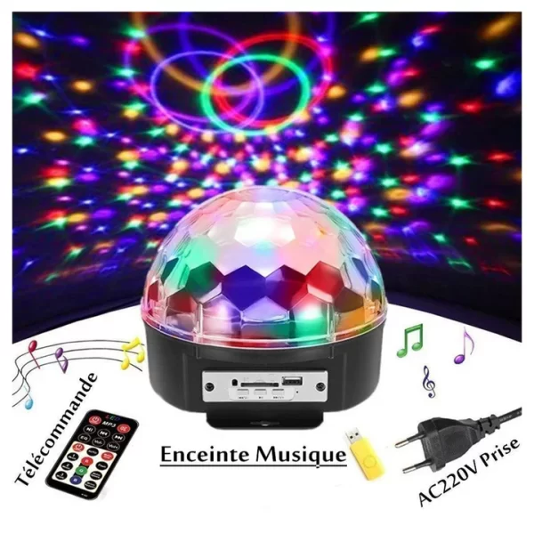 Bluetooth MP3 LED Disco Light Ball Rotating Stage Lamp - Image 3