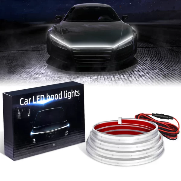 Car Hood Light Strip, Flexible Exterior Car LED Strip Lights Waterproof (White)