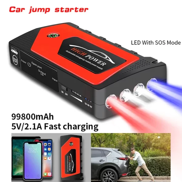 High Power Booster Cable Automobile Emergency Car jump starter & Wheel pump set air compressor - Image 3