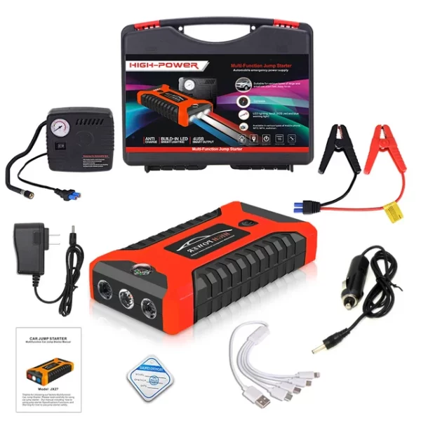 High Power Booster Cable Automobile Emergency Car jump starter & Wheel pump set air compressor - Image 2