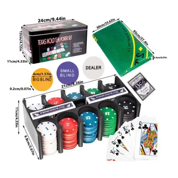 Texas hold’em poker set 200 pcs with mat - Image 2